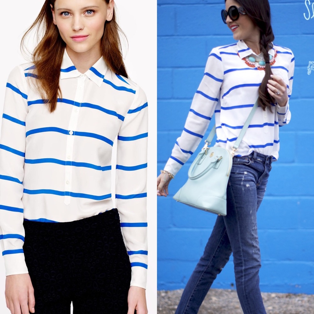 Jcrew Silk Stipe Popover